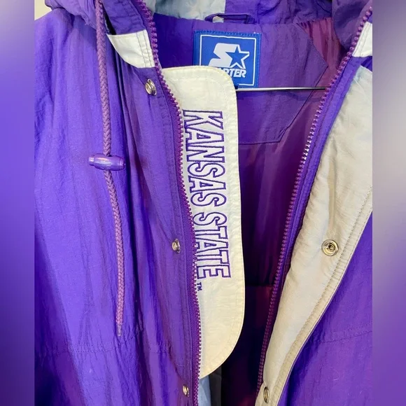 Kansas State Vintage XXL Y2K 90s Starter Jacket Coat Puffy Wildcats EUC Puffy